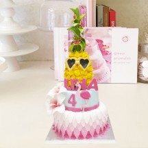 Gâteau Ananas Hibiscus et Flamingo