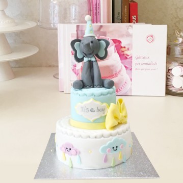 Gâteau Baby Shower Elephant Nuages